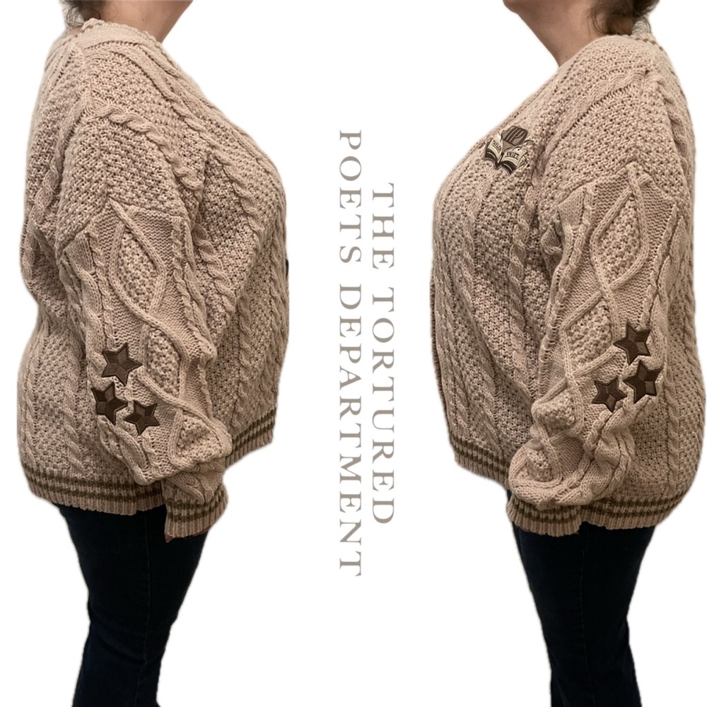 Oversized TTPD Tortured Poets inspired Cozy Star Button Taylor Swift Cardigan 2x - Picture 3 of 9